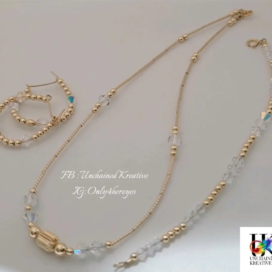 Gold-Filled Beaded Handmade Necklace Earrings and Bracelet Set - 14kt Gold-Filled Jewelry