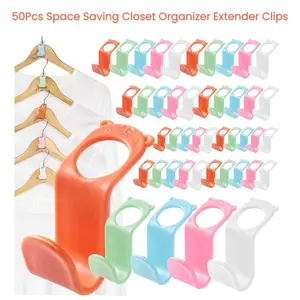 50PCS Clothes Hanger Connector Hooks – Space Saving Closet Organizer Extender Clips for Wardrobe, Dorm Room Essentials, Cascading Hanger Saver & Storage Solution