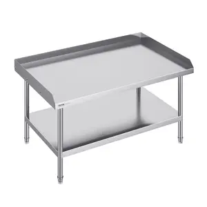 fathersdaygift VEVOR Stainless Steel Work Table, 30x 48x 26 Inch Commercial Food Prep Worktable, 3-Sided Backsplash Heavy Duty Prep Worktable, Metal Work Table with Adjustable Height for Restaurant Home Hotel