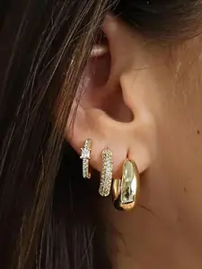 3 pcs  Hoop Earrings for Women Chunky Statement Earrings Hoop Earrings Set for Women Hypoallergenic Thick Lightweight Hoop Earrings for Women Huggie Hoops Earring Set Jewelry for Gifts