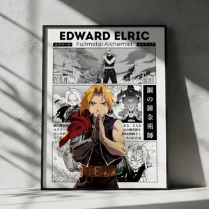 Edward Elric Fullmetal Alchemist Anime Poster, Manga Wall Artwork Prints, Home Decor Gift