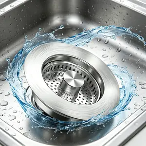 All Steel Kitchen Sink Guard Catcher Combo, Stainless Steel Sink Barrier All-Purpose Sink Pop-Up Core Drainer Stainless Steel Sink Outlet Sink Drain Guard 3-in-1, drain hole, detachable stainless steel filter basket