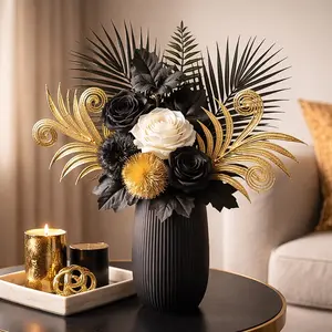 Elegant Gold Rose Flower Arrangement, Luxurious Home Decor, Living Room Coffee Table Decoration, High-Quality Floral Display