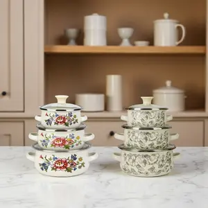 3-Piece Enamel Cookware Set, Kitchen Cookware Set, Durable Non-Stick Coating, Easy Clean, Multi-Functional Design, Perfect for Home & Restaurant Use