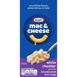Kraft White Cheddar Macaroni & Cheese Dinner with Pasta Shells (7.3 oz Box) (Pack of 6) Flavor Artificial