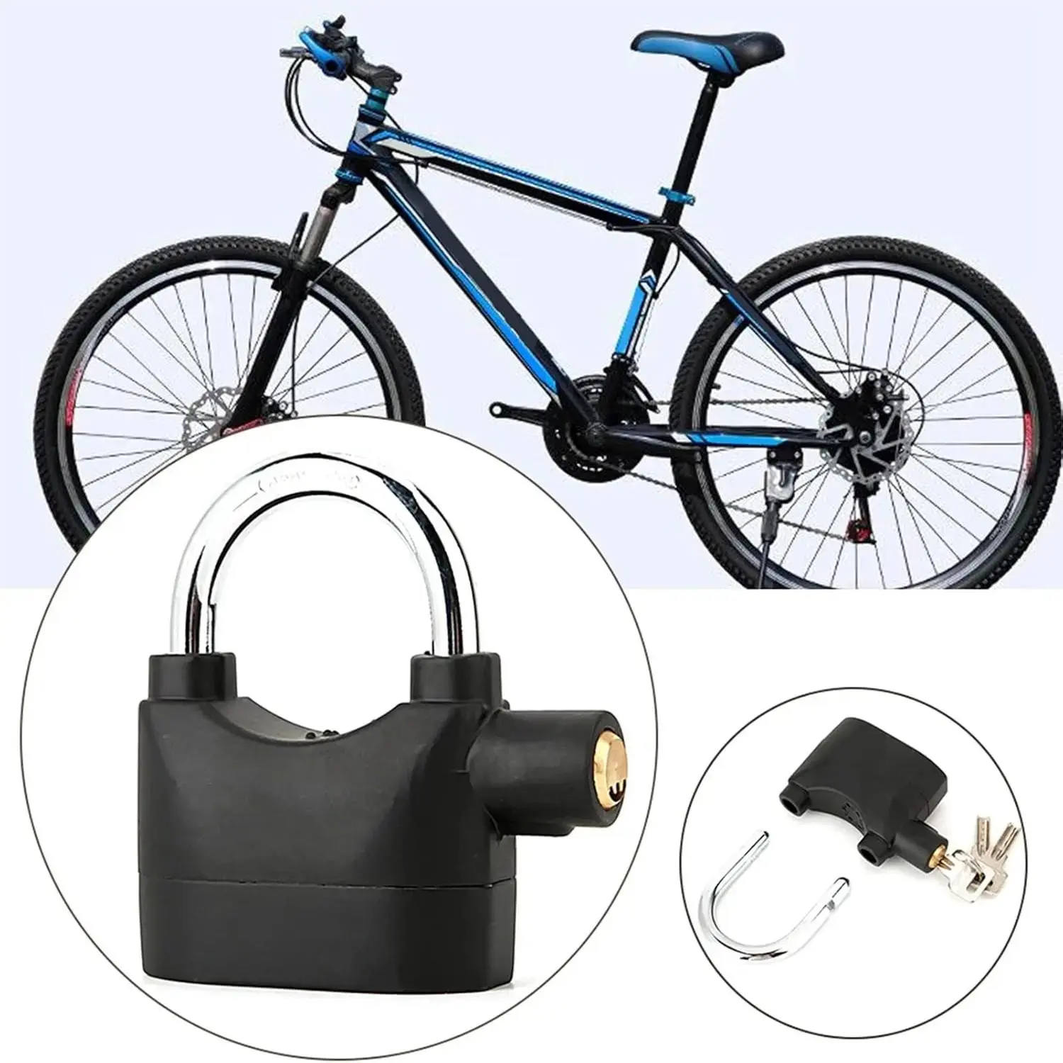 110 dB Alarm Hanging Padlock, Outdoor Stainless Steel Door Lock with Alarm and 3 Keys, High-Security Padlock for Garages, Fences and Storage Units, Heavy Duty Lock