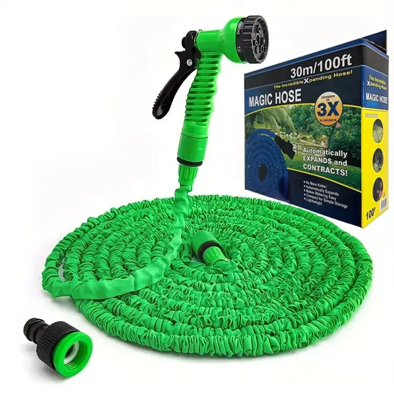 100ft Expandable Magic Garden Hose with High-pressure Spray-Gun, 1 Set Multi-purpose Garden Plant Irrigation & Cleaning Tool, Durable Garden Hose for