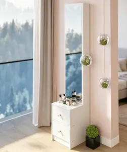 Simple Stylish Dressing Mirror Cabinet 48" Full-Body Mirror Multi-Layer High-Capacity Storage Minimalist Design EPA GCC UL Certified Cosmetic Organizer Jewelry Cabinet