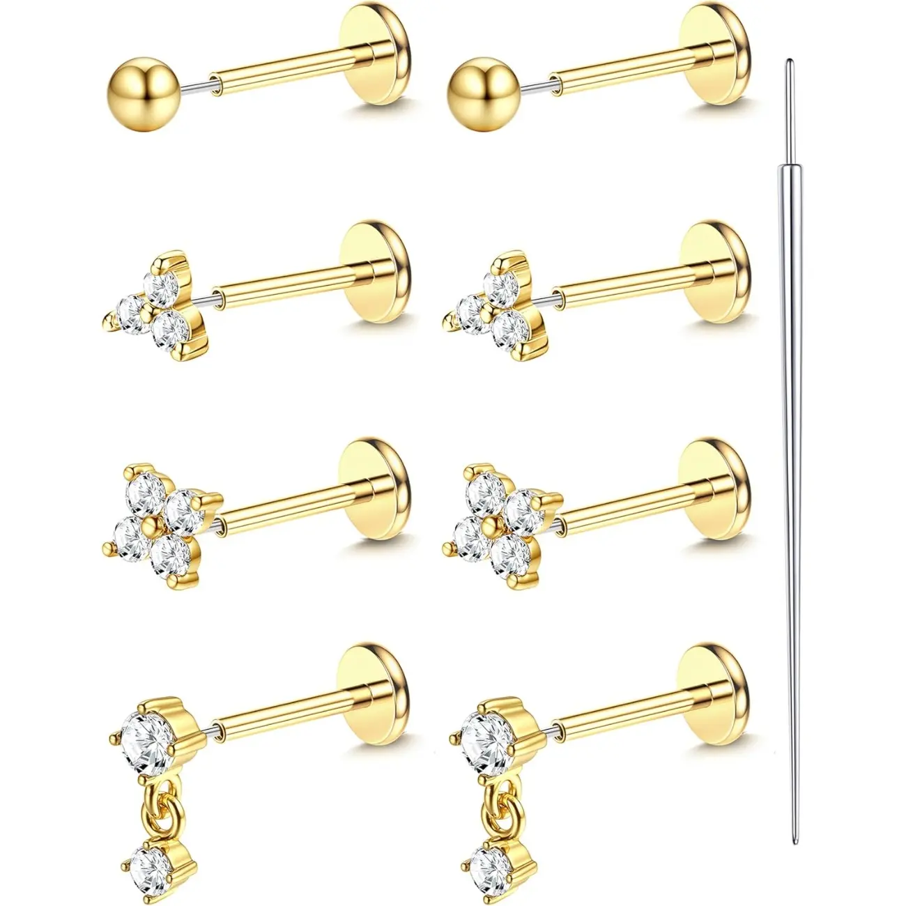 18K Gold-Flower&Ball&CZ