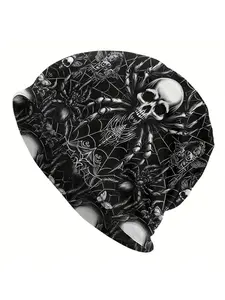 Gothic Spider Web Skull Unique Design Outdoor Bonnet Hats Novelty Men's Skullies Beanies Hat Cap Hip Hop Caps For Running Dance and Climbing