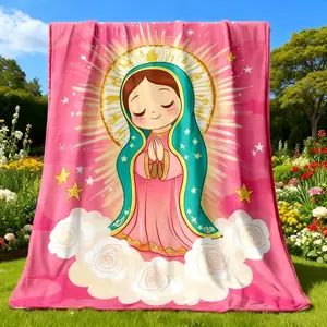 Stranger Things Anime Virgin Mary & Our Lady Guadalupe Design Soft Flannel Throw Blanket - Soft Fluffy, Cozy, Lightweight, Plush, Portable Cover for Sofa - Warm Birthday, Christmas Gift, Soft Fluffy Blanket