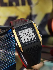 Outdoor Sports Electronic Watch for Teenagers, Fashionable Square Multifunctional Alarm Clock, Night Glow LED Display, Student Wristwatch, Trendy Multifunctional Water Resistant Watch