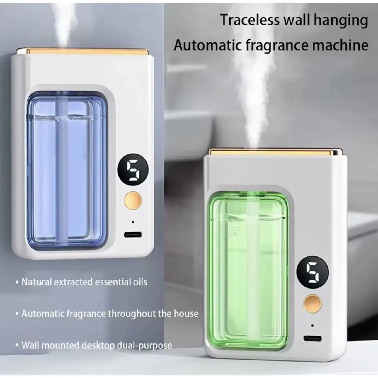 White Automatic Diffuser - 10x7 cm Essential Oil Fragrance Release Machine, Wall-Mounted & Desktop Dual-Purpose Home Fragrance Device