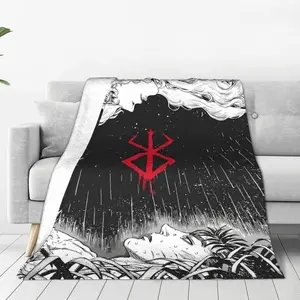 Japan Anime Berserk  Blankets Flannel Swordsman Manga Guts Super Warm Throw Blanket for Bed Bedspread anime candy blanket