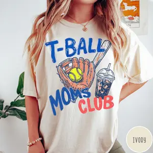 T-Ball Moms Club Comfort Colors Shirt, Gameday Doodle Baseball Tee, Trendy Women's Tball Shirt, Sports Mom Shirt, Game Day Tee