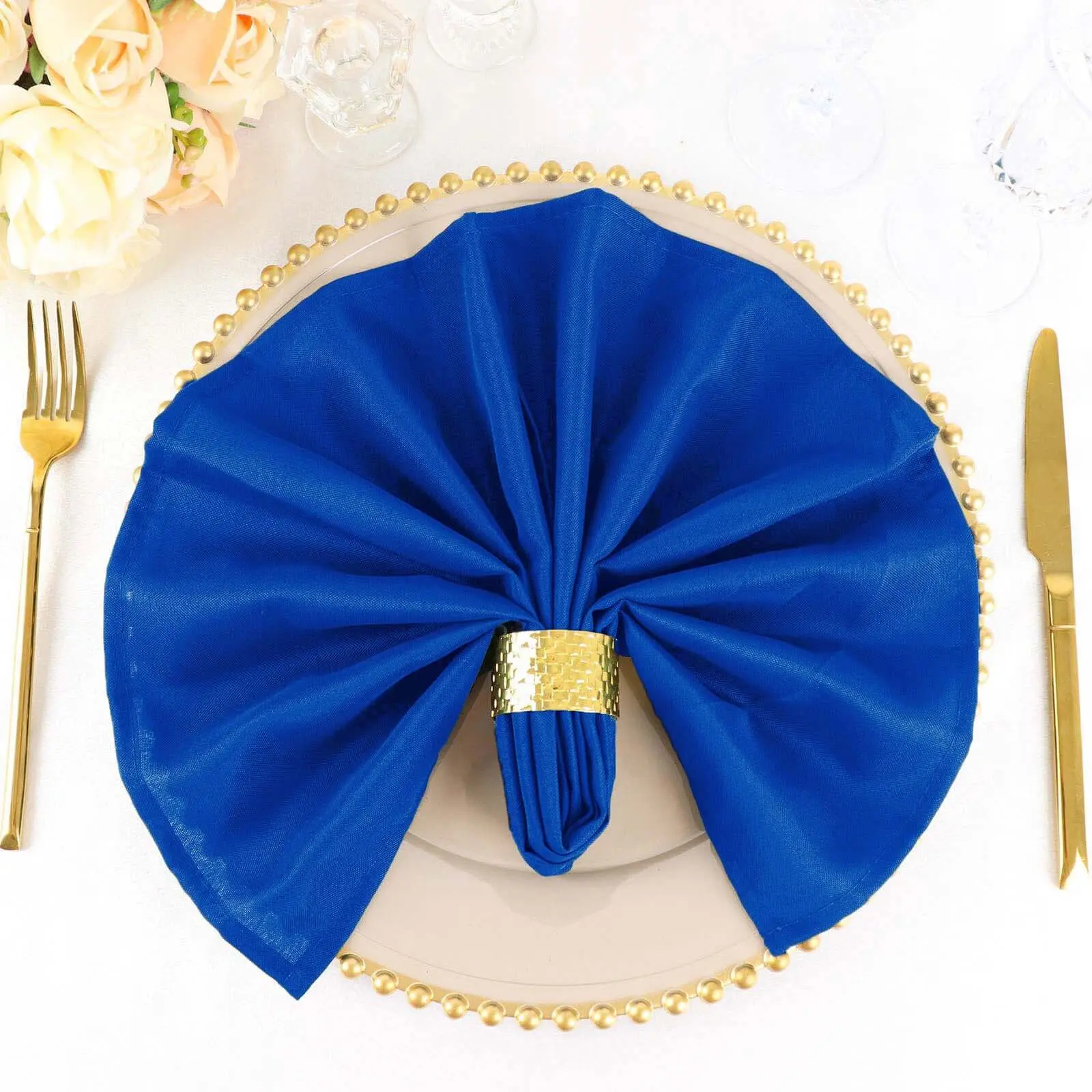 Premium Polyester Table Napkins (5-Pack, 20"x20", Royal Blue) - Wrinkle Resistant, Easy Care Cloth Napkins