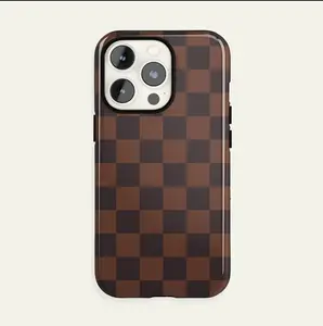 Brown Checkered Phone Case iPhone 16 15 14 13 12 11 Pro Max