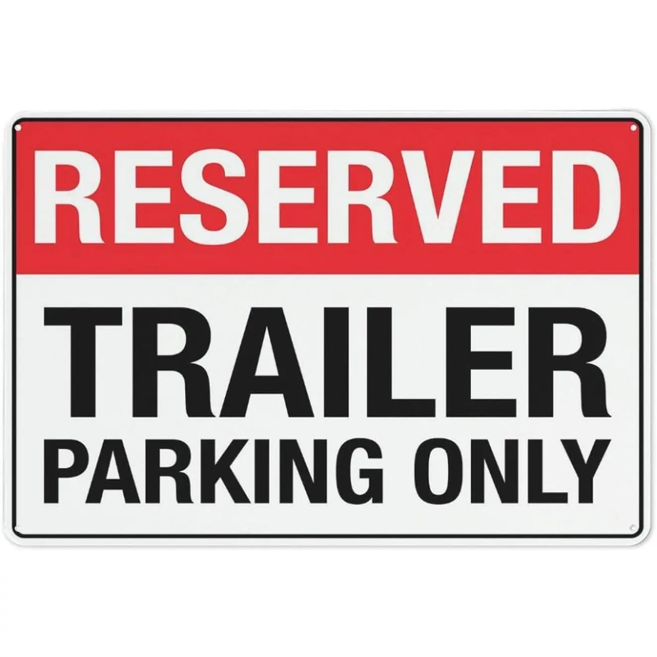 Reserved Trailer Parking Only Sign, 12x8 in Reflective Tin-Aluminium Metal Warning Signage with Symbol for Indoor-Outdoor Home Supplies Use, Decor