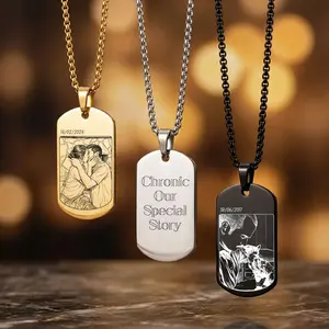 Custom Photo Engraved Pendant Necklace, Personalized Memorial Gift for Him/Her