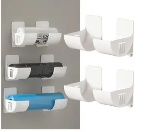4 Pcs No Punching Trash Bag Dispenser Plastic Bag Holder,Wall Mounted Plastic Bag Organizer Grocery Bag Holder White Garbage Trash Bag Holder For Home Organization Kitchen Organizers And Storage