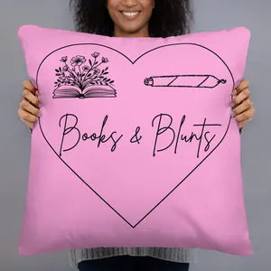 Book Lover Pink Pillow – 420 Inspired Home Decor, Cozy Relaxation Gift, Perfect for Bibliophiles & Stoner Vibes, Relaxing Gifts for Stoners, Book Club Gifts, Cozy Book Nook Decor