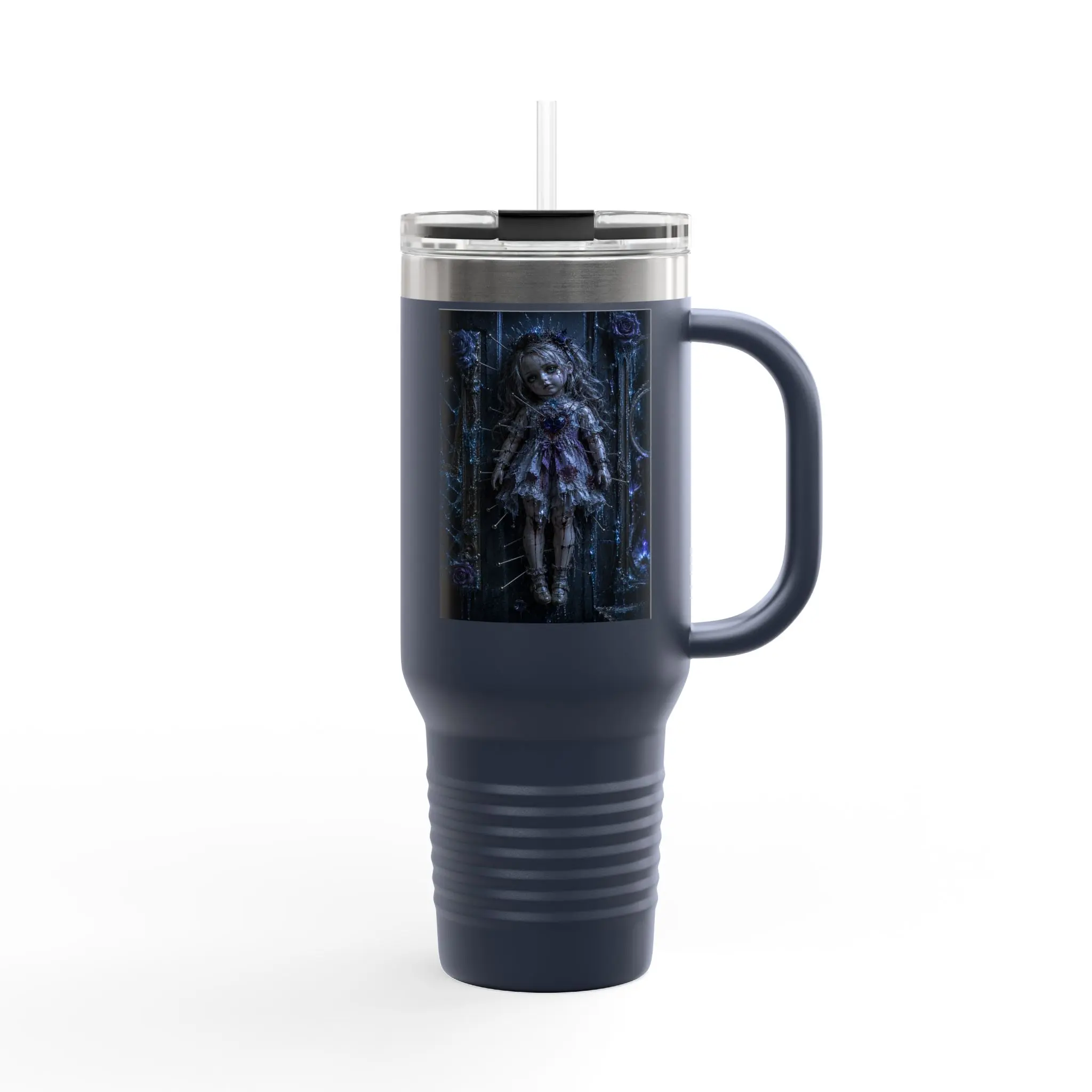 Creepy Doll Portrait Travel Mug | 40oz Insulated Tumbler