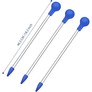 Coral Feeder Long  Tube Liquid Fertilizer Feeder SPS HPS Marine Reef Coral Feeder Tool Fish Excreta Cleaner (3 Units 46.5CM/18.3 Inch)