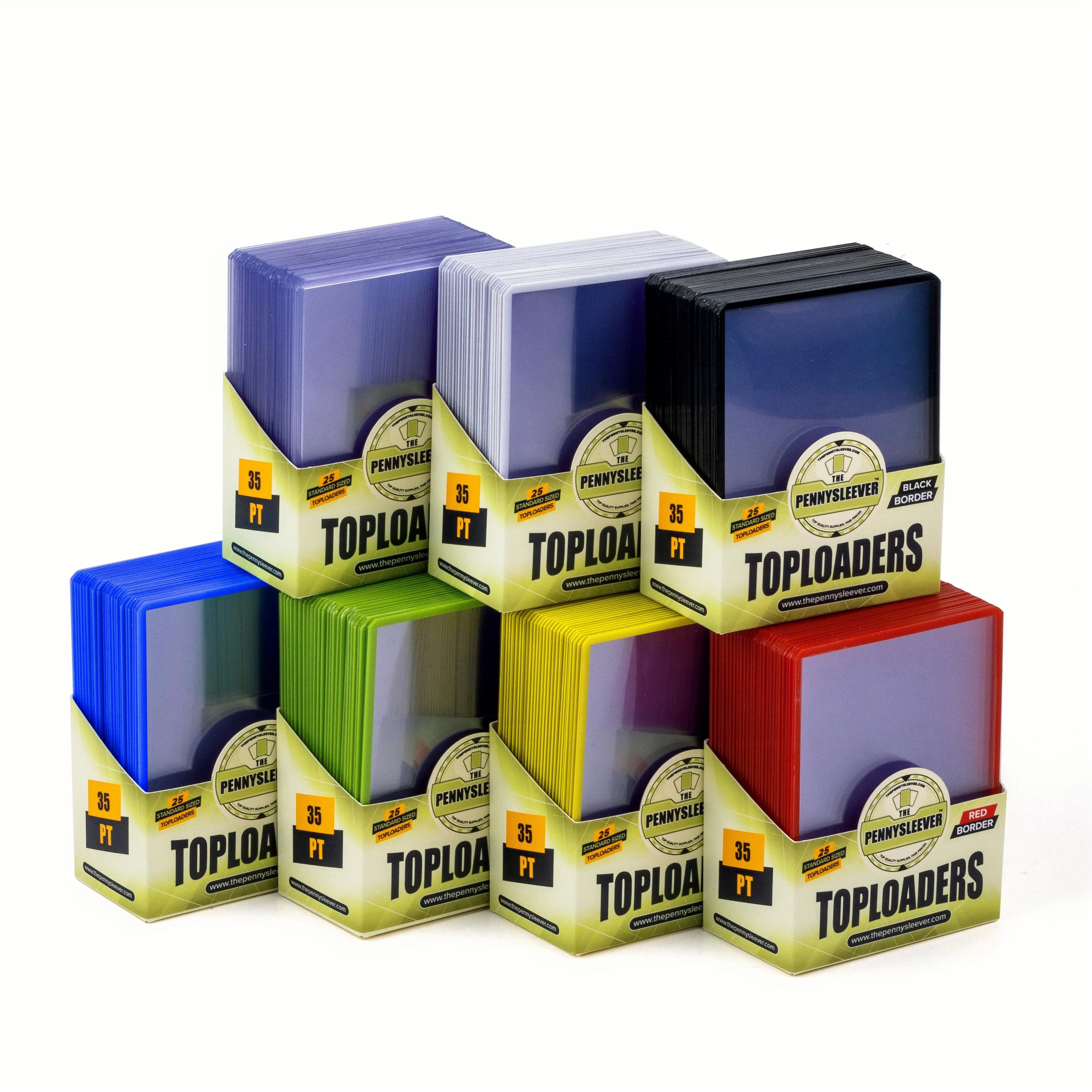 The Pennysleever Trading Card Toploaders - 35 pt Colored Border Toploaders for Cards (25 Count)