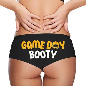 SGR Game Day Booty Panties – Black Cotton Boyshorts for Women, Sports Fan Gift Lingerie, Football Underwear S-3X