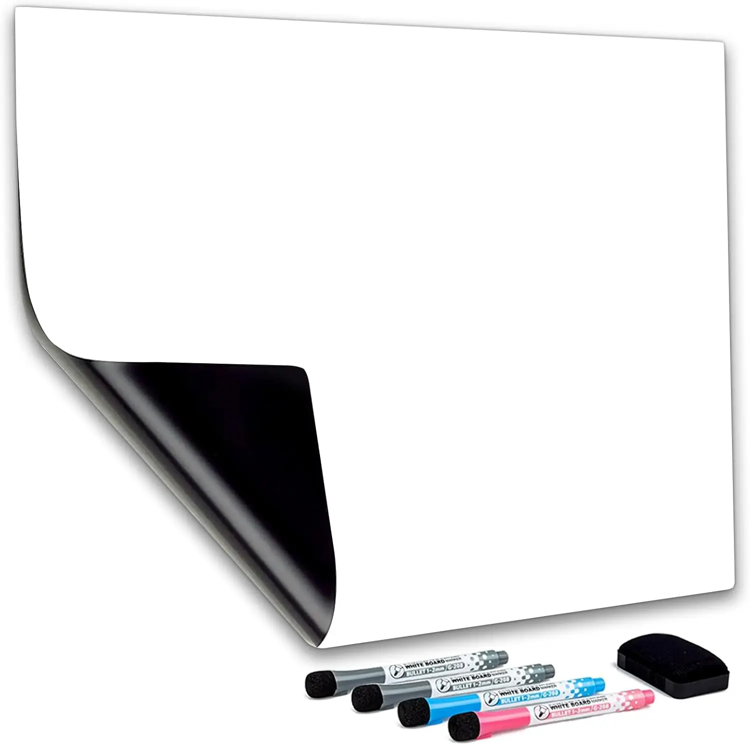 Dry Erase Whiteboard Sheets (20"x12") for Fridge - Family Planner Organiser with Large Writing Space, Grip on Steel Surfaces, Includes 4 Erasable Markers & Eraser