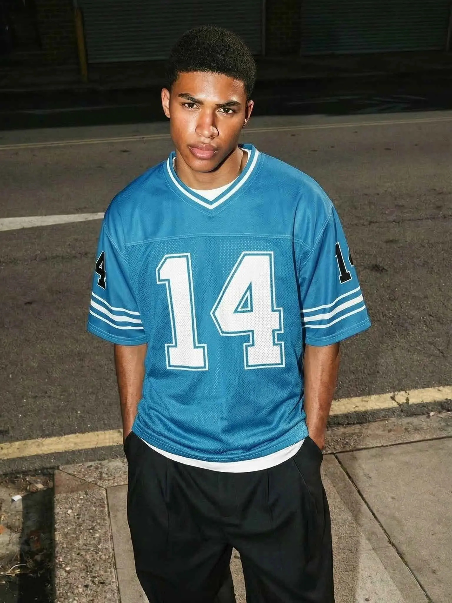 Detroit Retro Football Jersey – Vintage Split Mesh Sports Shirt, Classic American Football Jersey, Breathable Athletic Top, Oversized Streetwear, Y2K Game Day Apparel**