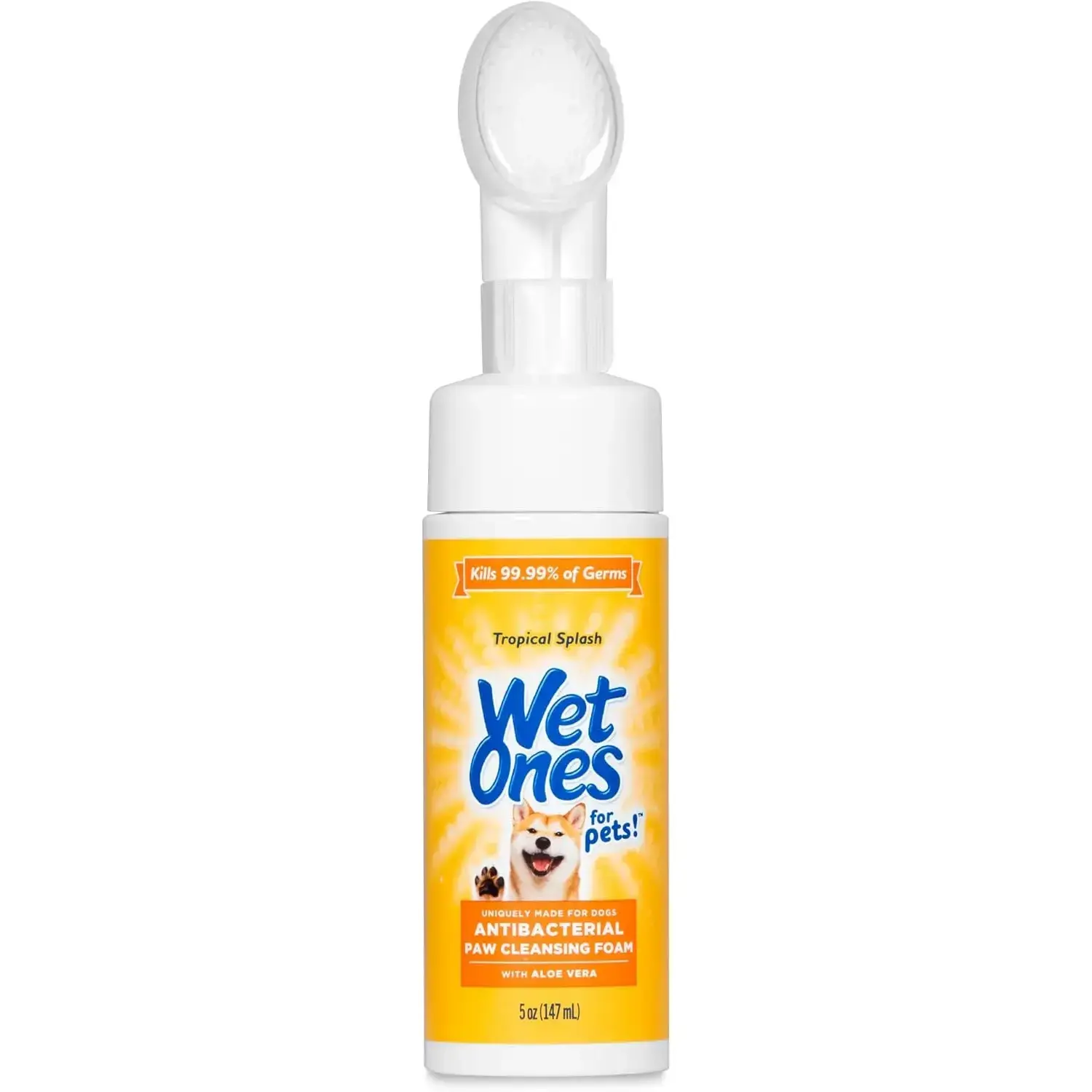 for Pets Antibacterial Dog Paw Cleaner with Built-in Scrubber Brush, Tropical Splash Scent - Foaming Cleanser for Dog Paws - Paw Washer & Grooming Care, 5 Ounce