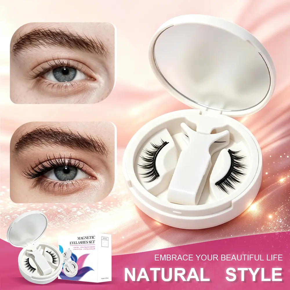 Soft Magnetic Eyelashes All-in-One Kit with Applicator, Reusable Magnetic Lashes without Eyeliner, Glue-free False Lashes, Waterproof, Lightweight, Suit for Natural Makeup Remover