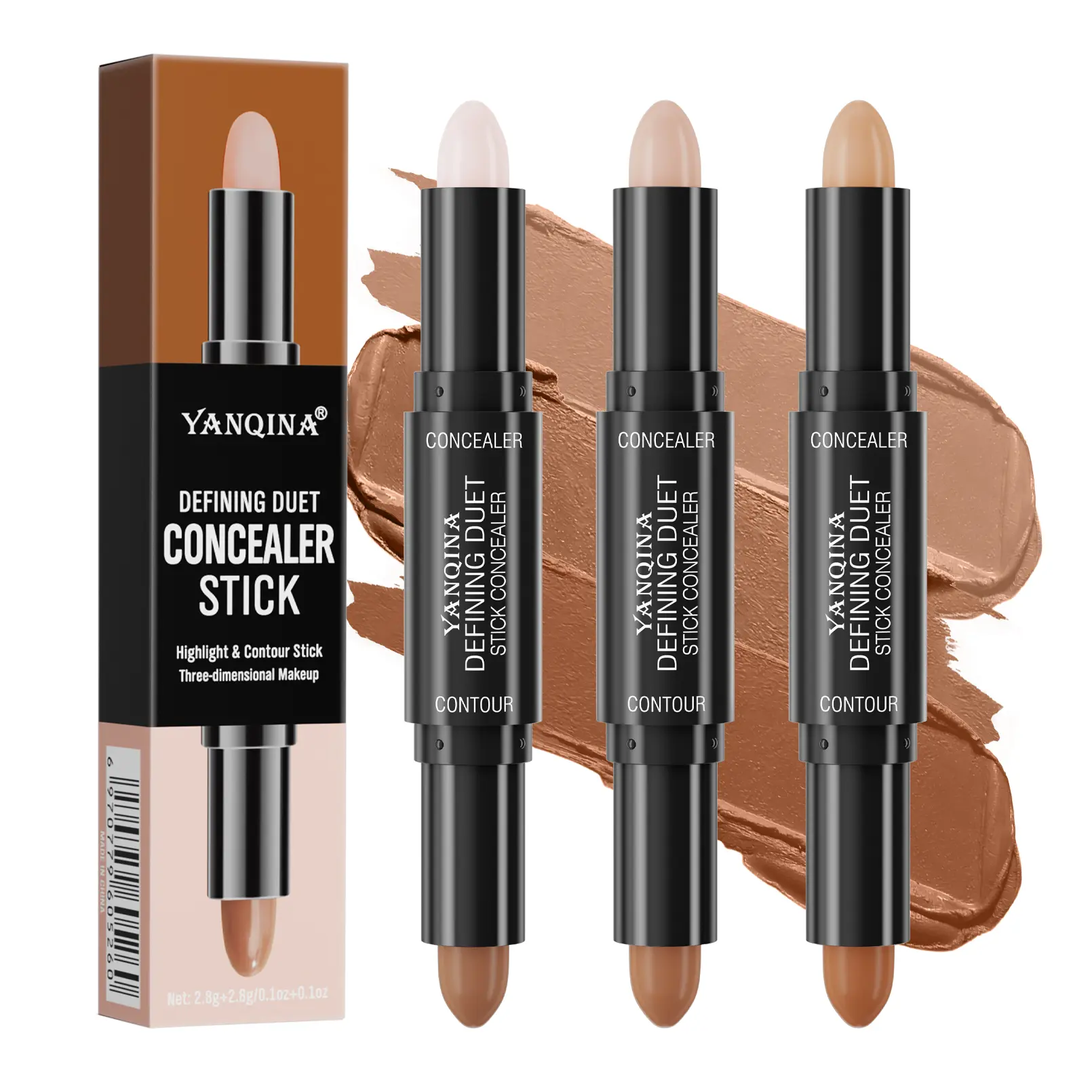 2-in-1 Contour and Highlighter Cream Stick - Compact Double-Ended Bronzer Pencil for Facial Contouring Makeup, Cheek Sculpting Bronzers, Radiant Lightweight Daily Makeup Tool