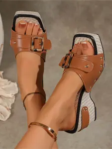 Women Square Toe Casual Comfy Sandals Non Slip Rubber Sole Soft Comfortable Summer Walking Shoes