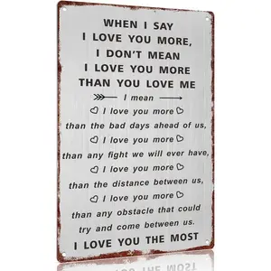 （429）8"x12" Rustic Aluminum Love Sign - "I Love You The Most" Heartfelt Couple Quote Design - Ideal Valentine's Gift for Him/Her