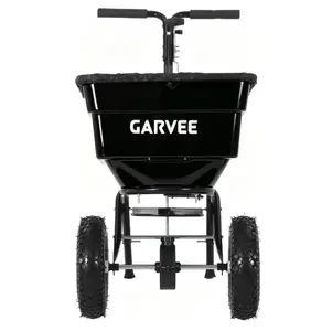 100 lb Push Broadcast Spreader, T-Handle Walk-Behind Lawn & Garden Fertilizer Spreader with 58 L Hopper, 0–12 ft Coverage, 13" All-Terrain Wheels & 20-Level Flow Control for Seed, Fertilizer, Salt & Ice Melt, Green/Black
