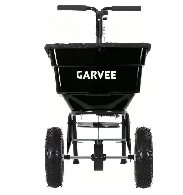 100 lb Push Broadcast Spreader, T-Handle Walk-Behind Lawn & Garden Fertilizer Spreader with 58 L Hopper, 0–12 ft Coverage, 13" All-Terrain Wheels & 20-Level Flow Control for Seed, Fertilizer, Salt & Ice Melt, Green/Black