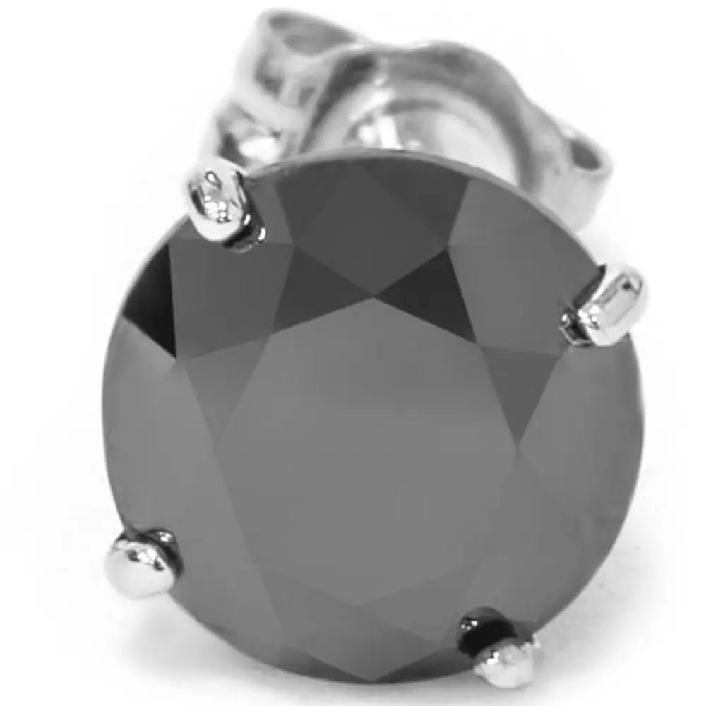 1/2 - 3 Ct Single Black Diamond Stud in 14k Gold Earring 1/2 - 3 Ct Single Black Diamond Stud in 14k Gold Earring