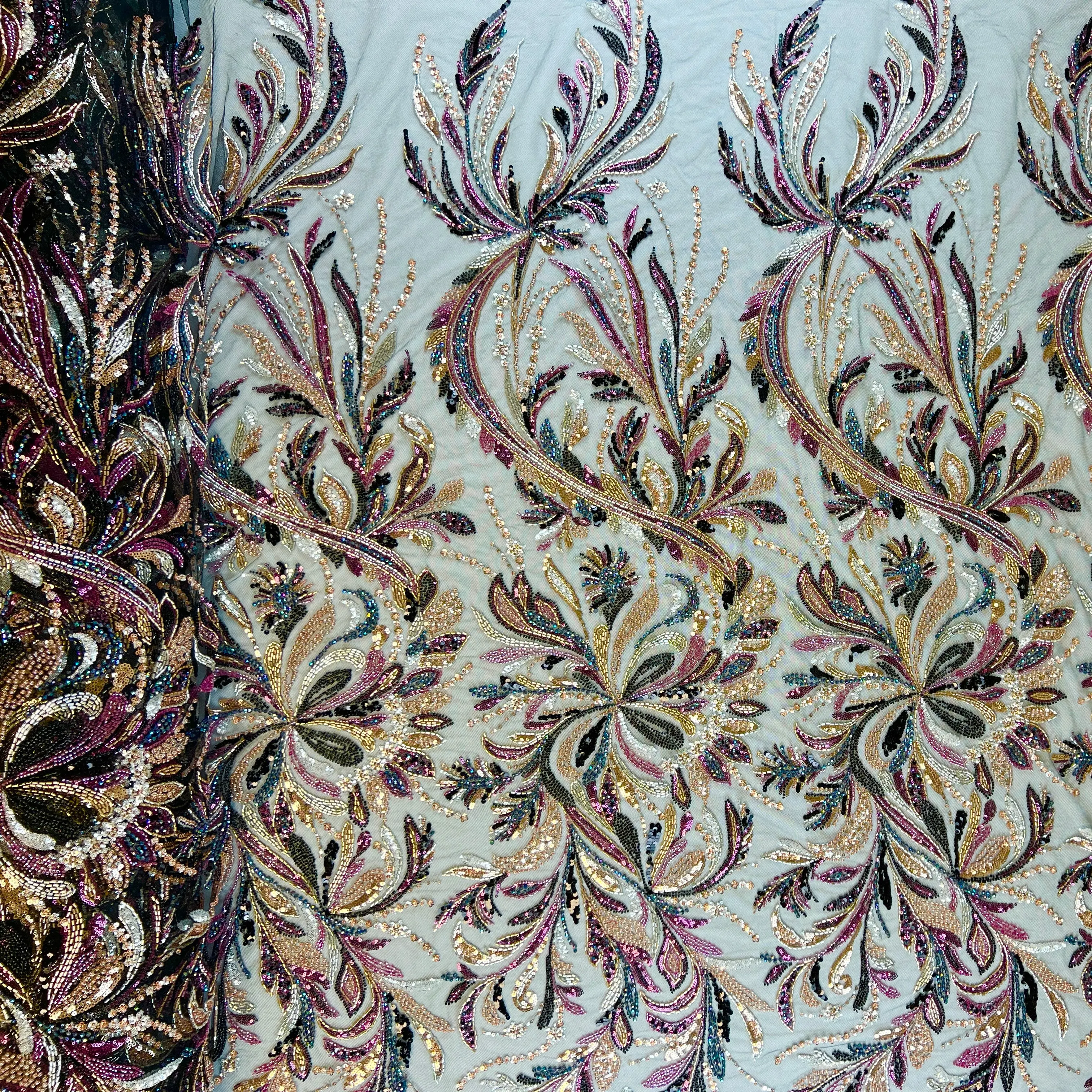 Celestial Bloom - Heavily Rhinestoned Floral Lace