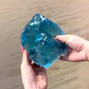 Jumbo Transparent Jelly Cheese CubeSquishy Toy, Giant Moldable No-ReboundSqueeze Fidget Toy, Soft Sensory StressRelief Desk Toy