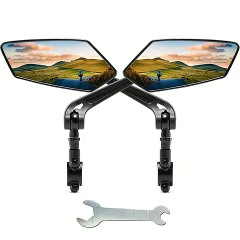 Bike Rearview Mirror - HD Reflection Flat Shape Accessory for Mountain Bikes, Ebike Accessories, Glass Construction Riding Mirror
