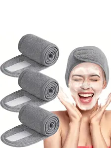 Adjustable Spa Headbands Women Set of 3, Cotton Blend Knitted Hair Bands for Face Wash Makeup Shower, Suitable for Normal Hair