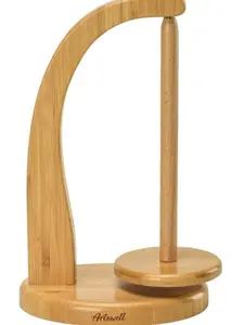 A storage case for spools of yarn used for knitting and crocheting. Suitable as a gift for knitting enthusiasts. A wooden yarn spool rotating device for crocheting (polished round).