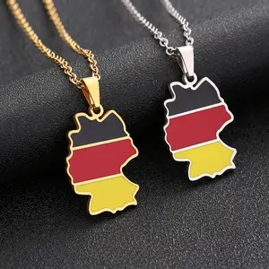 German map necklace Unisex ethnic necklace Couple jewelry Titanium steel necklace Vintage jewelry