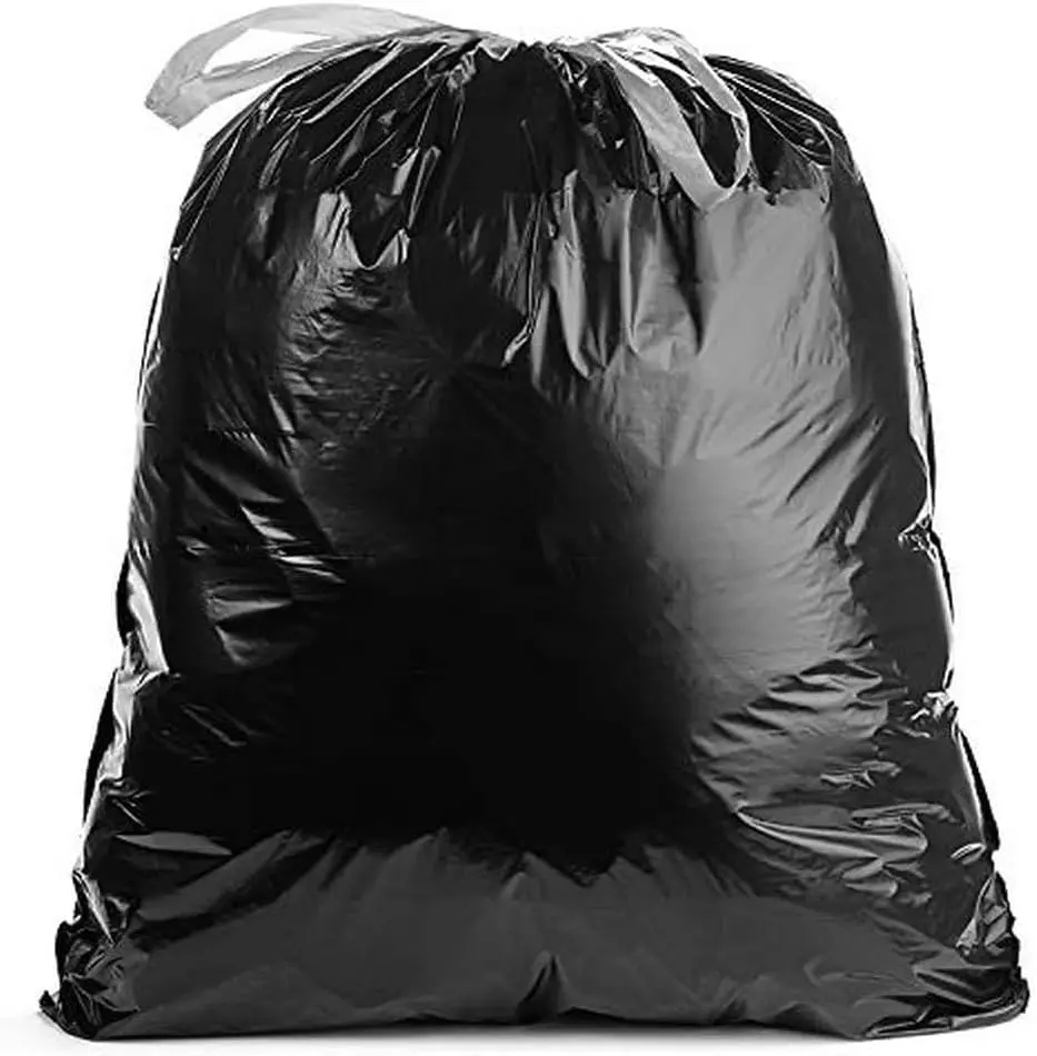 Ultrasac 18 Gallon 1.1 MIL Black Drawstring Trash Bags - 25" x 33" - Pack of 100 - For Home, Kitchen, Food Services, & Commercial