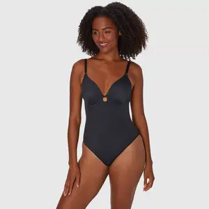 Maidenform Women's Extra Firm Cupped Bodysuit - Black M: Nylon & Spandex, Pull-On, Double-Layered, Waist Slimming, Machine Washable