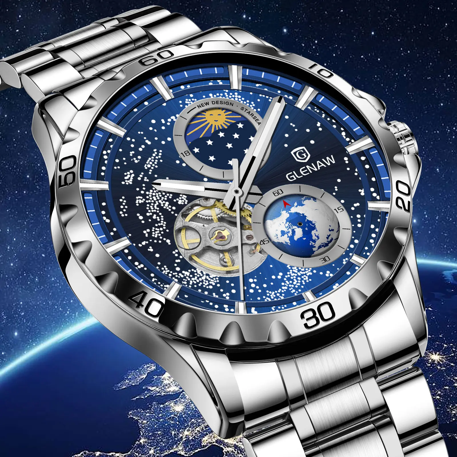 Starry Sky Series Celestial Sky Skeleton Men's Automatic Mechanical Watch