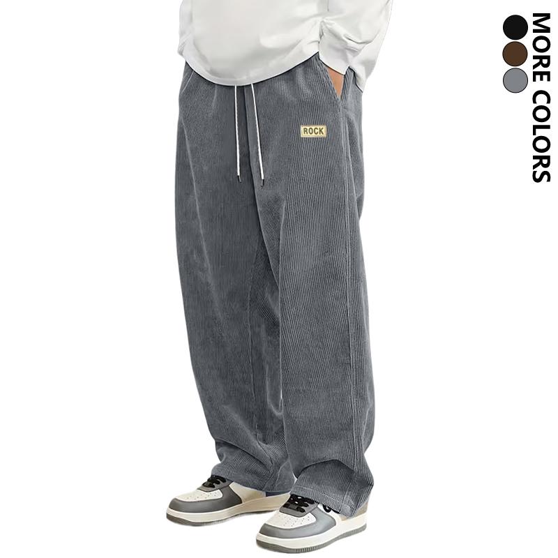 Men's trendy straight-leg pants with elastic drawstring waistband - loose fit all-season casual trousers, machine washable for everyday wear, hiking, and light outdoor activities; versatile straight-leg lounge pants
