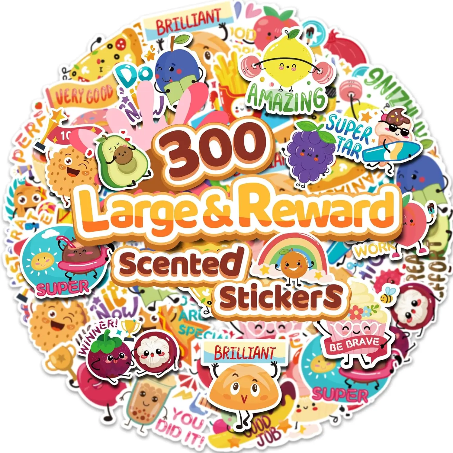 300 count Large Scratch and Sniff Scented Stickers for , Incentive Smelly Summer Sticker, Motivational for , Bigger Reward Stickers for Student Classroom  Haves School Supplies